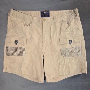 Hook & Tackle Mens Technical Fishing Gear Cargo Shorts Khaki Tan Size 36